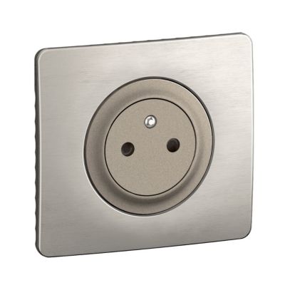Prise de courant avec terre Legrand Céliane titanium sans plaque