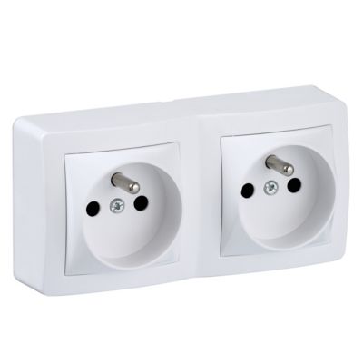 Prise de courant double avec 2 pôles + terre complète saillie Schneider Electric Alréa blanc