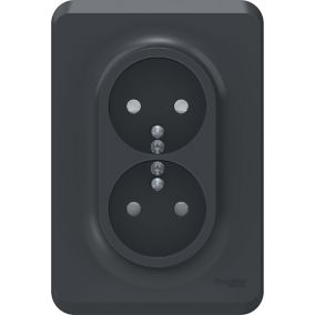 Prise double avec terre complète Schneider Electric Unica Déco anthracite