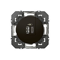 Prise double USB-A/C Legrand Dooxie noir carrée