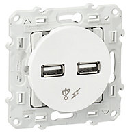 Prise double USB Schneider electric Odace Blanc