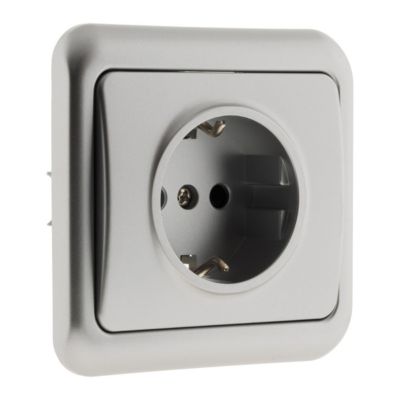 Prise encastrée Schuko 16A - chrome - Antaria - Zenitech