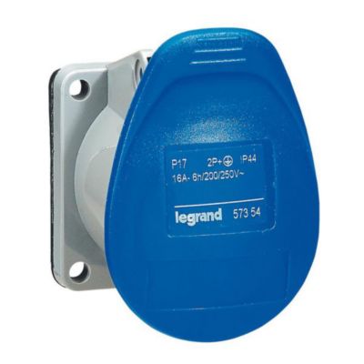 Prise à encombrement réduit fixe P17 IP44 16A - 200V  à 250V  - 2P+T - LEG057354