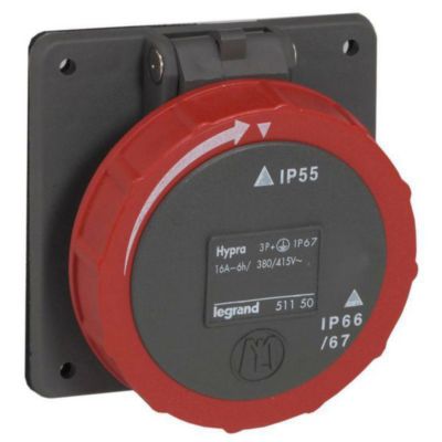 Prise à entraxes unifiés Hypra IP66/67-55 - 380V à 415V - 3P+T+N ...