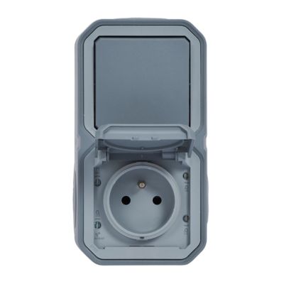 Prise et interrupteur Legrand Plexo gris en saillie