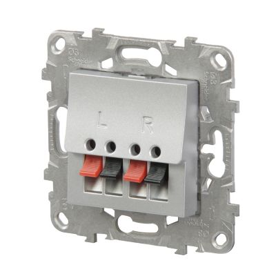 Prise haut-parleur 2 sorties Schneider Electric Unica Déco aluminium