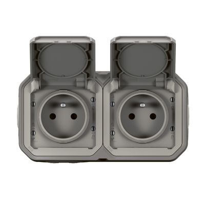 Prise Legrand Plexo gris en saillie, lot de 2