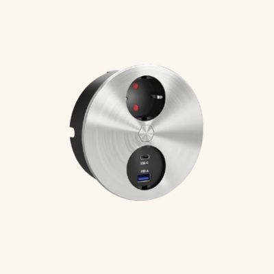 Prise plan de travail ORNO - 1 prise 1 USB-A et 1 USB-C inox