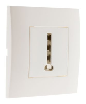 Prise telephone T Niloé - blanc - Catégorie 3 - IP20 - fixation a visser