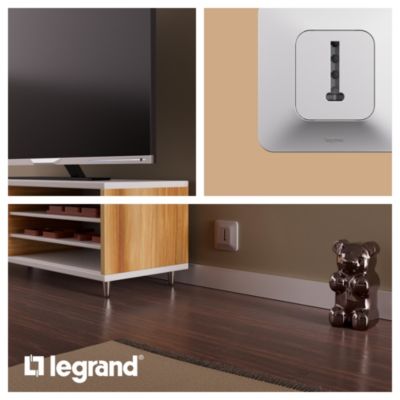 Prise téléphone en T 8 contacts Neptune blanc, Legrand