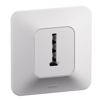 Prise téléphone en T 8 contacts Neptune blanc, Legrand