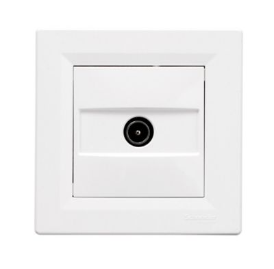Prise TV Coaxiale Simple Schneider S520445 – Blanche, Design Mural, Plastique Noir, 40A