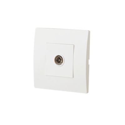 Prise TV simple encastrable blanc complet