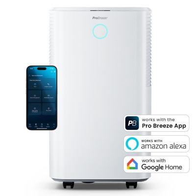 Pro Breeze Déshumidificateur silencieux 12L/jour OmniDry, mode linge, contrôle via app intelligente, pour pièces jusqu'à 20 m²