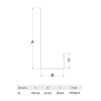 Profil acier pour bardage et parement Le Profileur Français U XL45 noir mat L.2,3 m