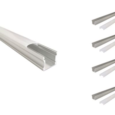 Profilé Aluminium 2m pour Ruban LED Couvercle Opaque (Pack de 5) - SILAMP