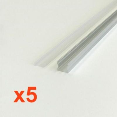 Profilé Aluminium 2m pour Ruban LED Couvercle Opaque (Pack de 5) - SILAMP