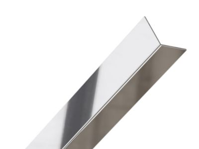 Profil angulaire Ilcom L en acier inoxydable Argent poli - 20 mm x 2700 x 0,65 ep