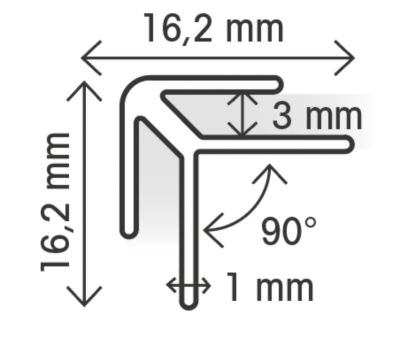 Profil d'angle pour plaque composite noir ép. 3 mm L. 122 cm