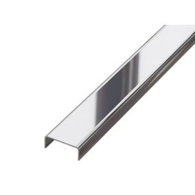 Profilé décoratif C en acier inoxydable pour carrelage Argent poli - 10 mm x 2440 mm x 0,65 ep.