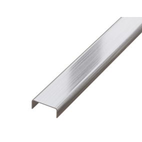 Profilé décoratif C en acier inoxydable pour carrelage Argent satiné - 10 mm x 2440 mm x 0,65 ep.