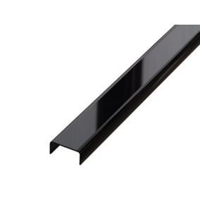 Profilé décoratif C en acier inoxydable pour carrelage Noir poli - 10 mm x 2440 mm x 0,65 ep.