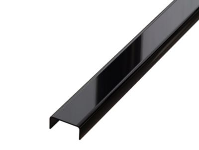 Profilé décoratif C en acier inoxydable pour carrelage Noir poli - 20 mm x 2700 mm x 0,65 ep.