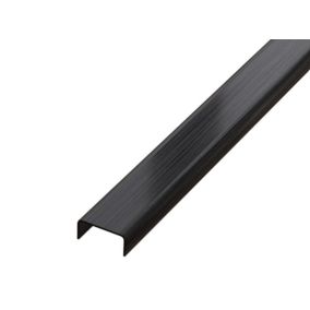 Profilé décoratif C en acier inoxydable pour carrelage Noir satiné - 10 mm x 2440 mm x 0,65 ep.