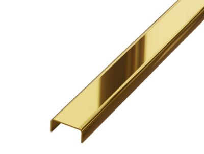 Profilé décoratif C en acier inoxydable pour carrelage Or poli - 20 mm x 2700 mm x 0,65 ep.