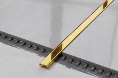 Profilé décoratif C en acier inoxydable pour carrelage Or poli - 20 mm x 2700 mm x 0,65 ep.