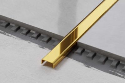 Profilé décoratif C en acier inoxydable pour carrelage Or poli - 20 mm x 2700 mm x 0,65 ep.