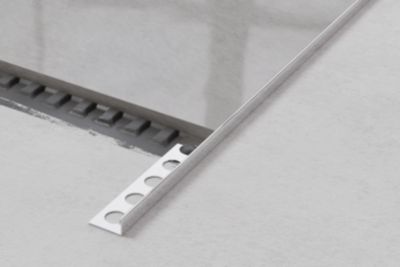 Profil décoratif en J en acier inoxydable Argent poli - 12mm x 2700 mm
