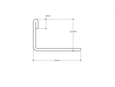 Profil décoratif en J en acier inoxydable Argent poli - 12mm x 2700 mm