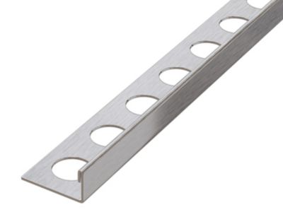 Profil décoratif en J en acier inoxydable Argent satiné - 12mm x 2700 mm