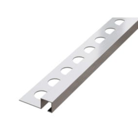 Profil décoratif en Qs en acier inoxydable Argent satiné - 10mm x 2440 mm x 0,65 ep