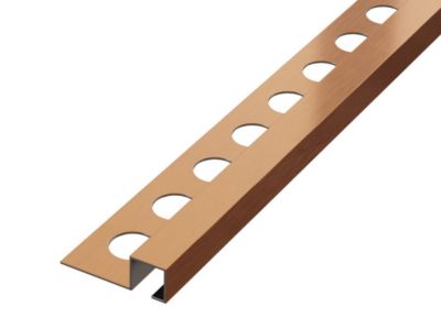 Profil décoratif en Qs en acier inoxydable Cuivre satiné - 10mm x 2700 mm x 0,65 ep