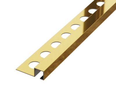 Profil décoratif en Qs en acier inoxydable Or poli - 12mm x 2440 mm x 0,65 ep
