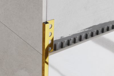 Profil décoratif en Qs en acier inoxydable Or poli - 12mm x 2440 mm x 0,65 ep