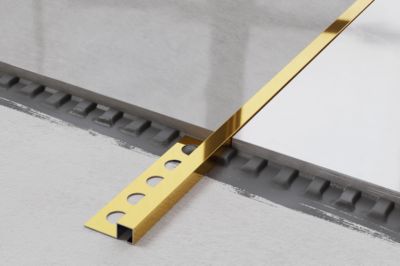 Profil décoratif en Qs en acier inoxydable Or poli - 12mm x 2440 mm x 0,65 ep