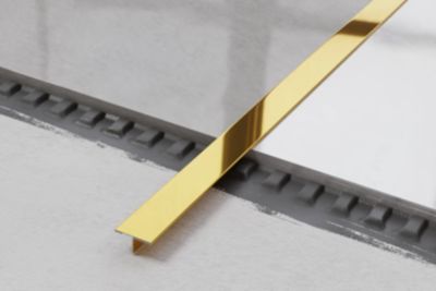 Profil décoratif Ilcom T en acier inoxydable pour couvrir  jonction Or poli - 20mm X 10mm X 2440mm