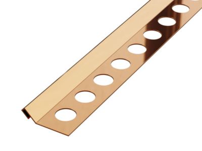 Profil décoratif pour carreaux Rs Ilcom En acier inoxydable rectifié Cuivre poli - 14 mm x 2700 mm x 0,65 ep.