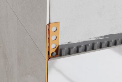 Profil décoratif pour carreaux Rs Ilcom En acier inoxydable rectifié Cuivre poli - 14 mm x 2700 mm x 0,65 ep.