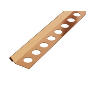 Profil décoratif pour carreaux Rs Ilcom En acier inoxydable rectifié Cuivre satiné - 12 mm x 2440 mm x 0,65 ep.