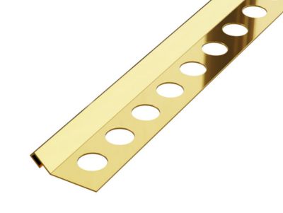 Profil décoratif pour carreaux Rs Ilcom En acier inoxydable rectifié Or poli - 12 mm x 2700 mm x 0,65 ep.