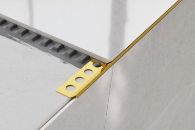 Profil décoratif pour carreaux Rs Ilcom En acier inoxydable rectifié Or poli - 12 mm x 2700 mm x 0,65 ep.