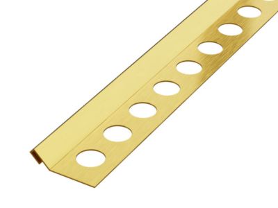 Profil décoratif pour carreaux Rs Ilcom En acier inoxydable rectifié Or satiné - 14 mm x 2700 mm x 0,65 ep.