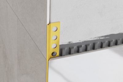 Profil décoratif pour carreaux Rs Ilcom En acier inoxydable rectifié Or satiné - 14 mm x 2700 mm x 0,65 ep.