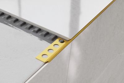 Profil décoratif pour carreaux Rs Ilcom En acier inoxydable rectifié Or satiné - 14 mm x 2700 mm x 0,65 ep.