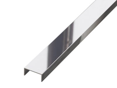 Profilé décoratif U en acier inoxydable pour carrelage Argent poli - 40 mm x 2440 mm x 0,65 ep.