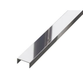 Profilé décoratif U en acier inoxydable pour carrelage Argent poli - 40 mm x 2440 mm x 0,65 ep.